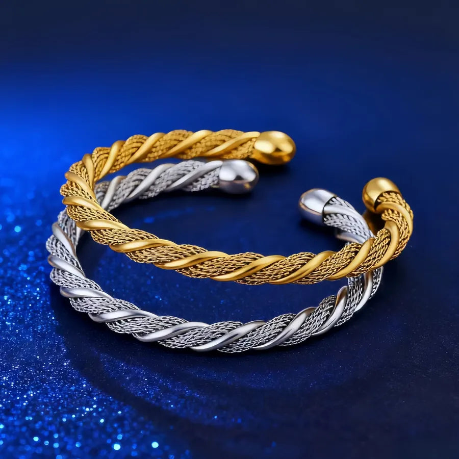 18K Gold Plated Twisted Stainless Steel Bracelet