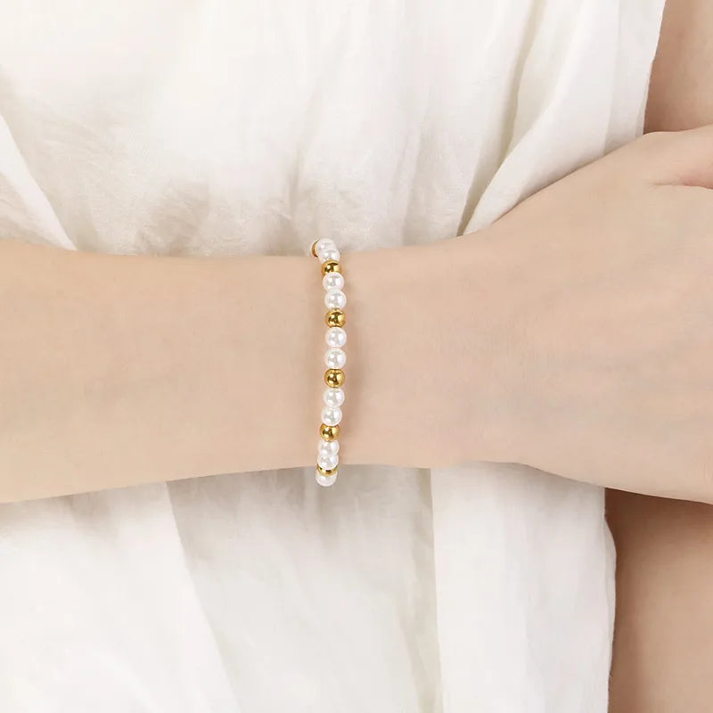 Gold Beaded Shell Bracelet for Women