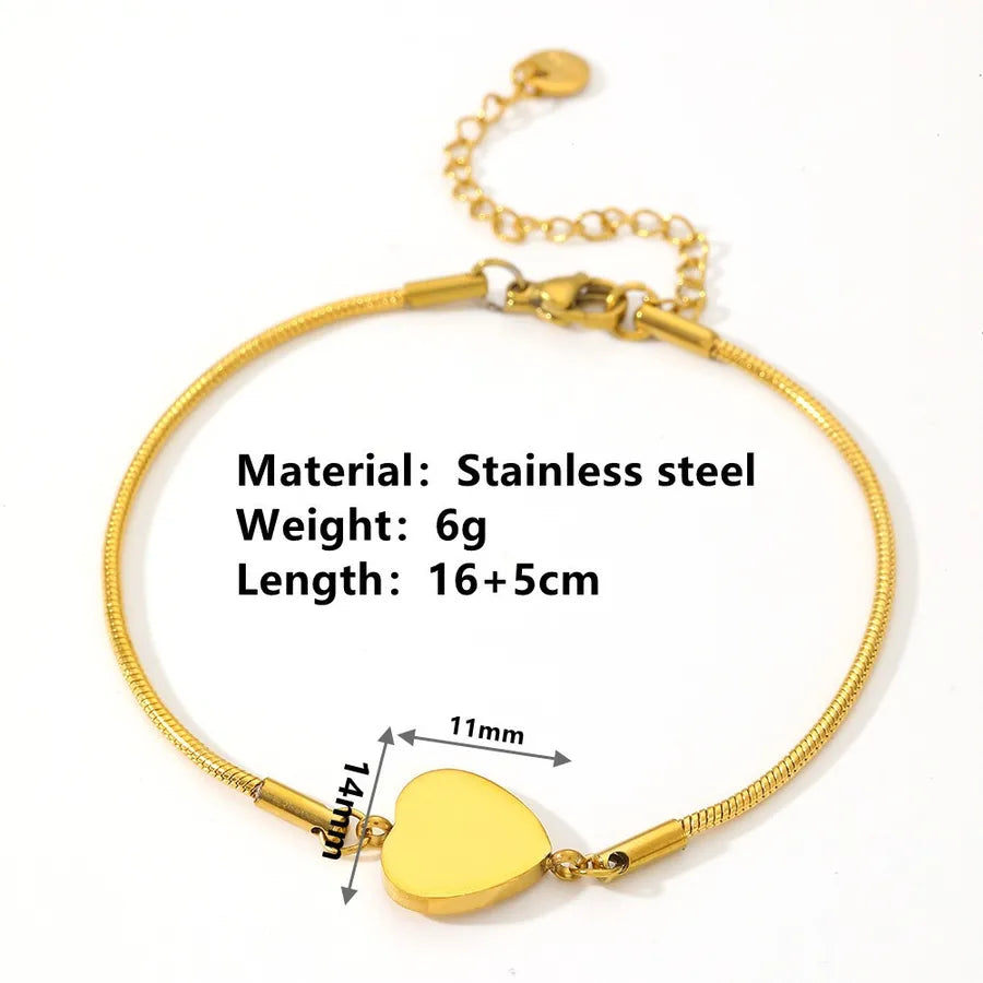 18K Gold Heart Bracelet – Stainless Steel