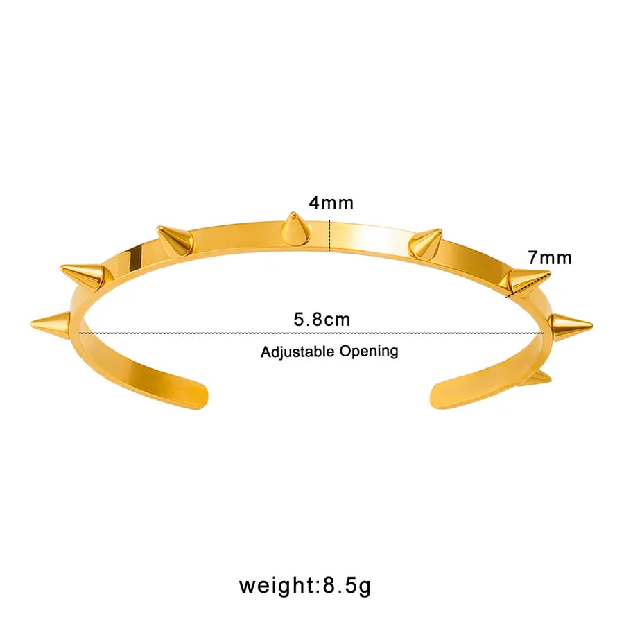 18K Gold Rivet Geometric Stainless Steel Bangle CK1410 Gold