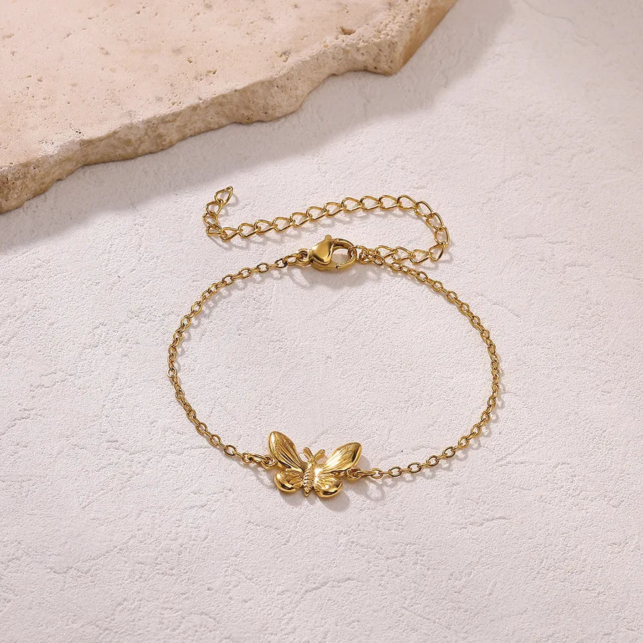 Gold Plated Butterfly Zirconia Bracelet