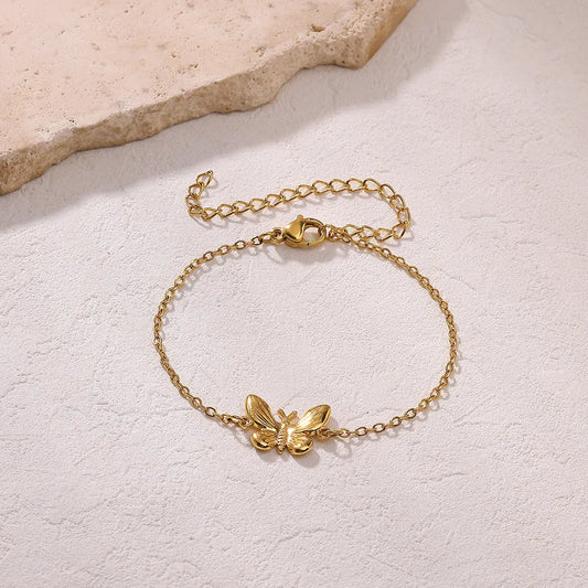 Gold Plated Butterfly Zirconia Bracelet