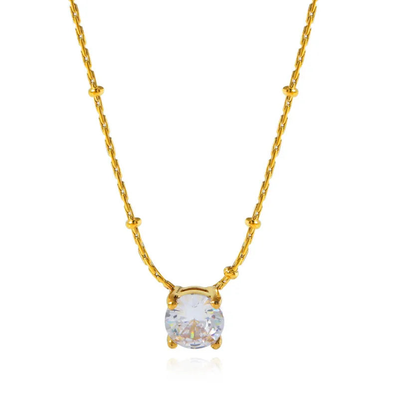 Elegant Round Zircon Pendant Necklace