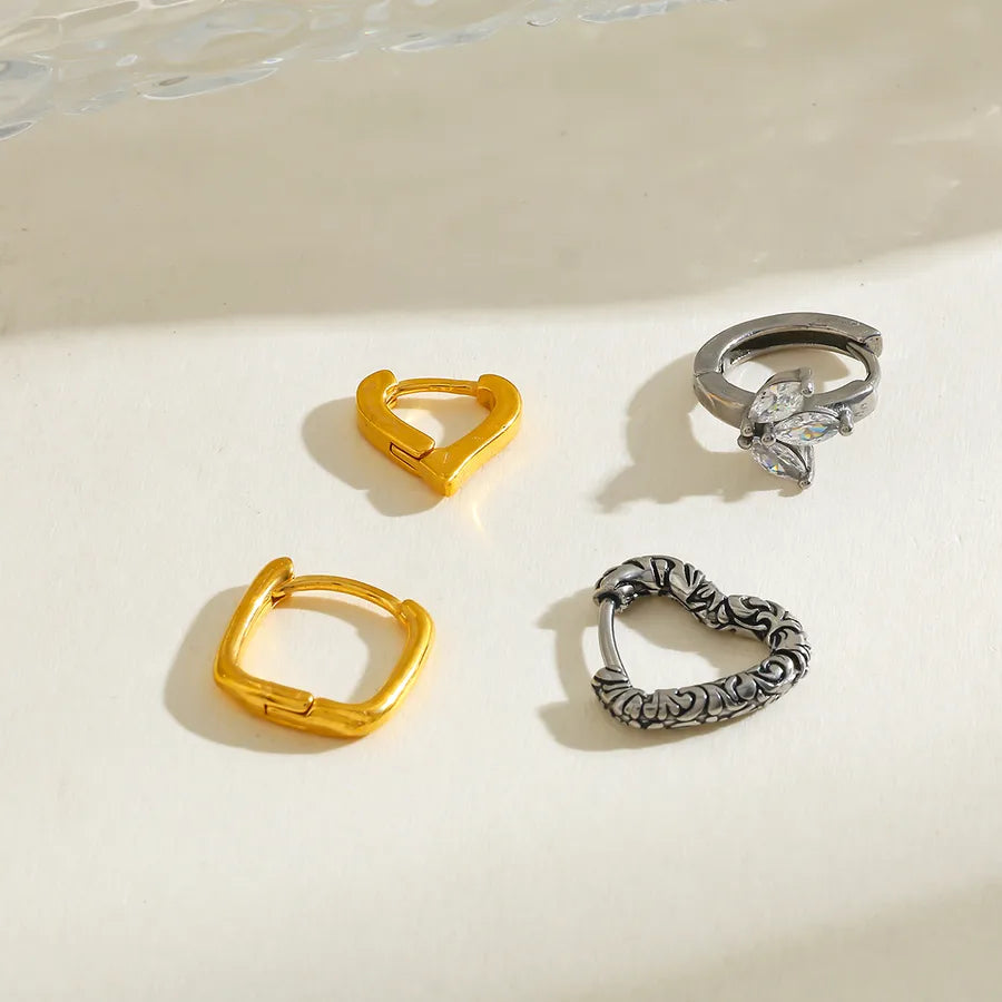 18K Gold Plated Heart Geometric Earrings