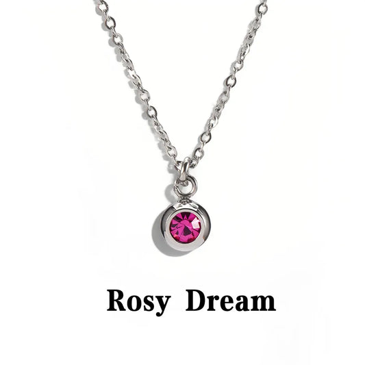 Rose Crystal Titanium Steel Women's Choker Necklace