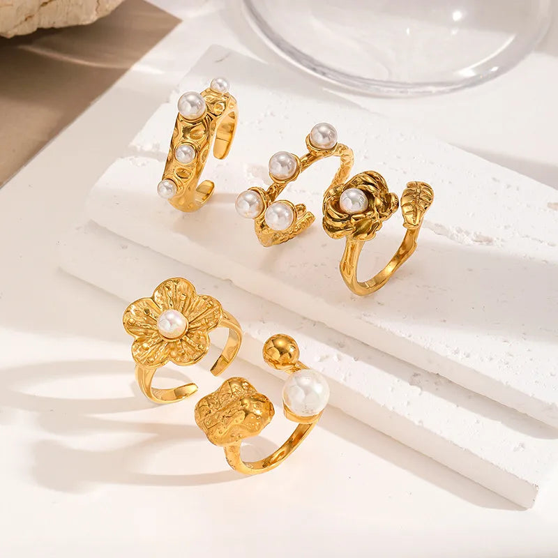 Gold Plated Flower Open Ring for Women