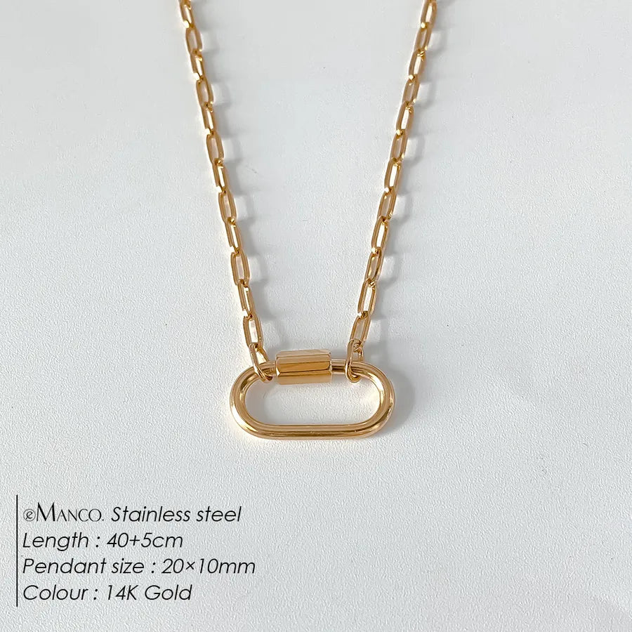 Geometric Pearl Stainless Steel Pendant Necklace XNL0055 Gold