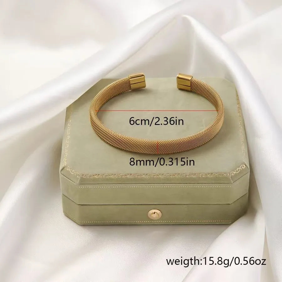 18K Gold Plated Twisted Stainless Steel Bracelet