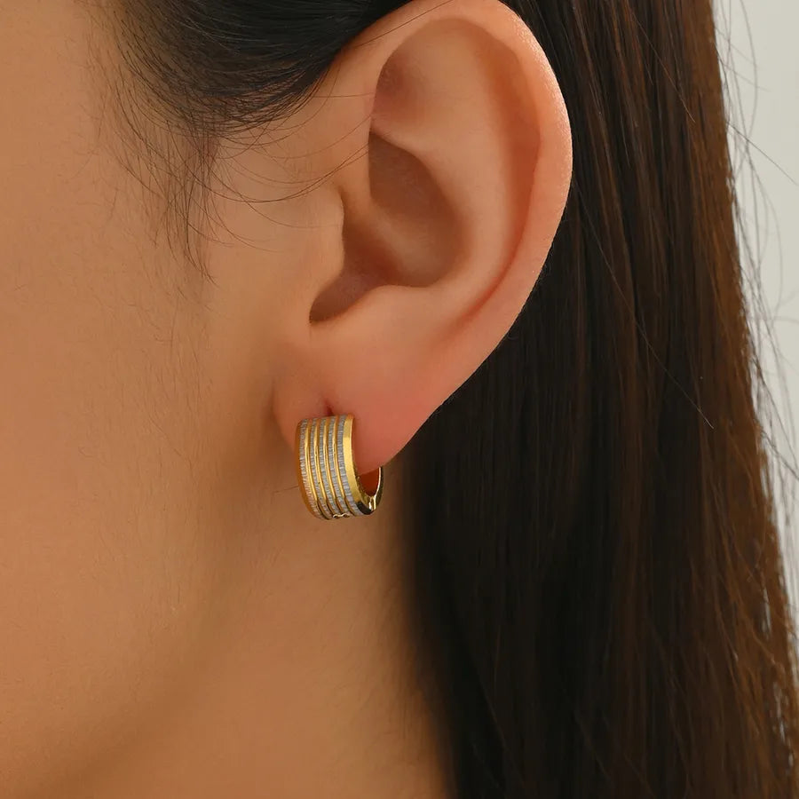 Unisex Gold-Plated Stainless Steel Hoop Earrings