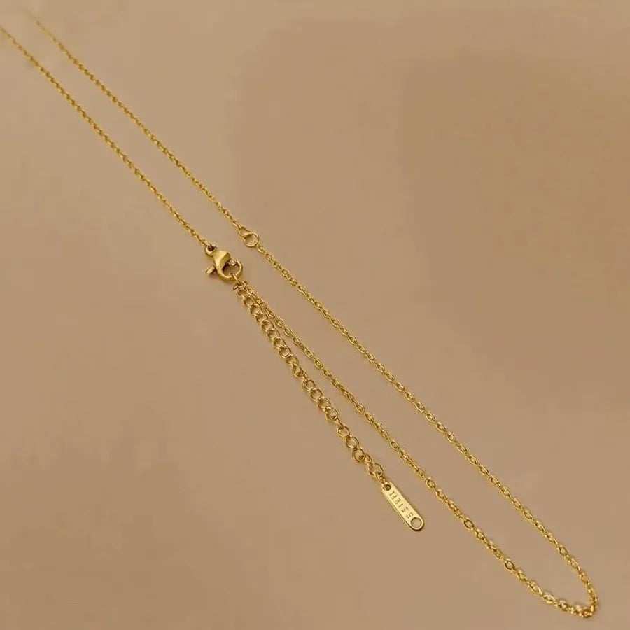 Women's Titanium Steel Box Chain Pendant Necklace Double Open O Chain Necklace - Gold