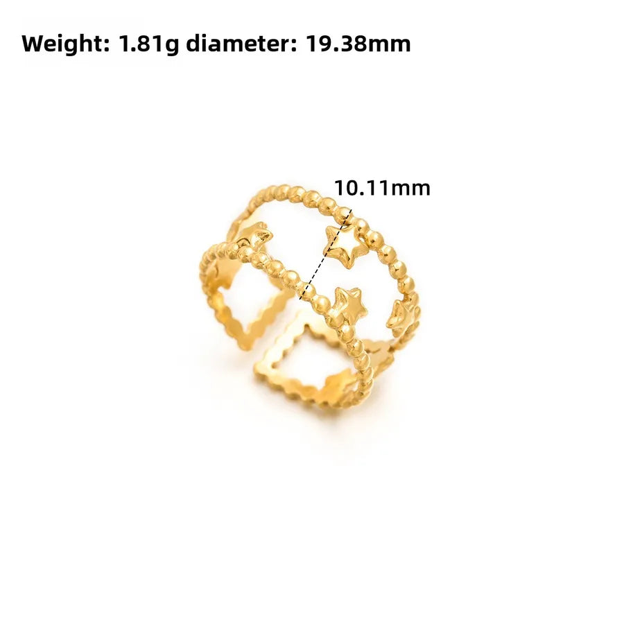 Gold Open Heart Stainless Steel Ring Adjustable Opening J318 Gold