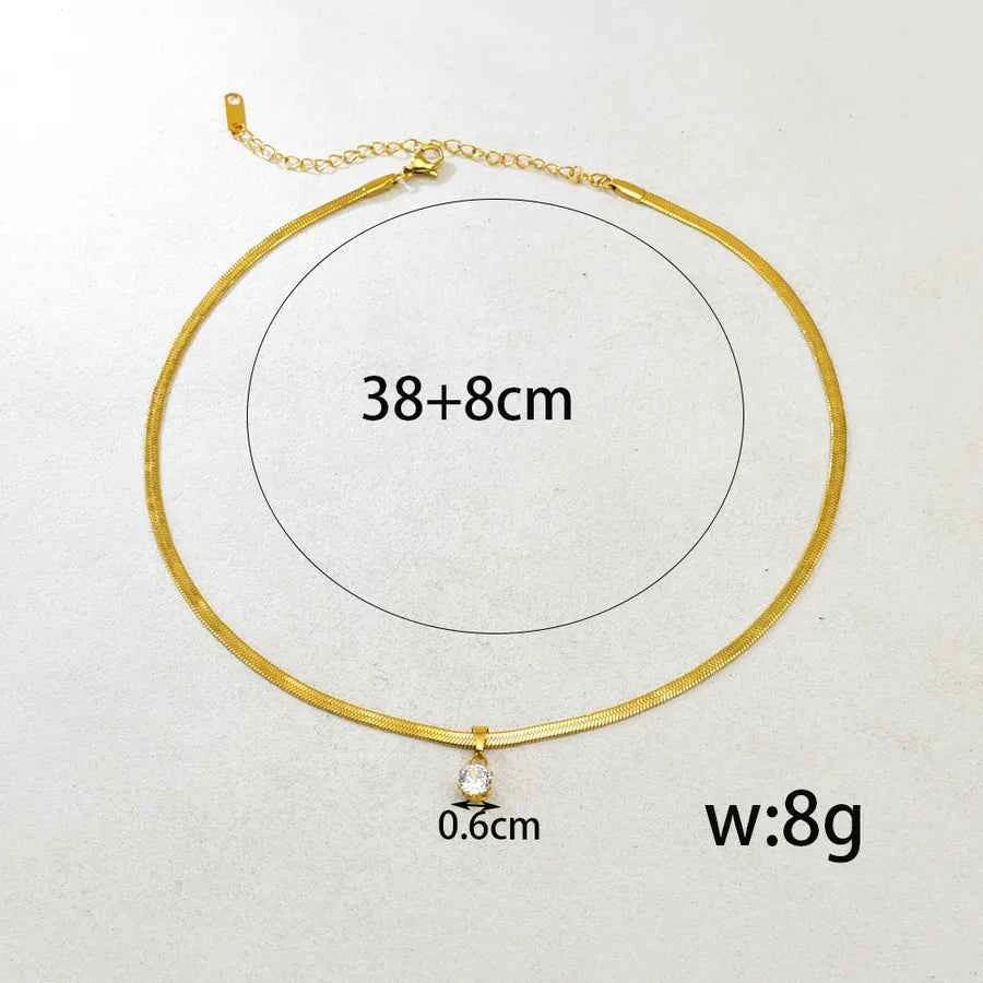 18K Gold Plated Square Zircon Pendant Necklace