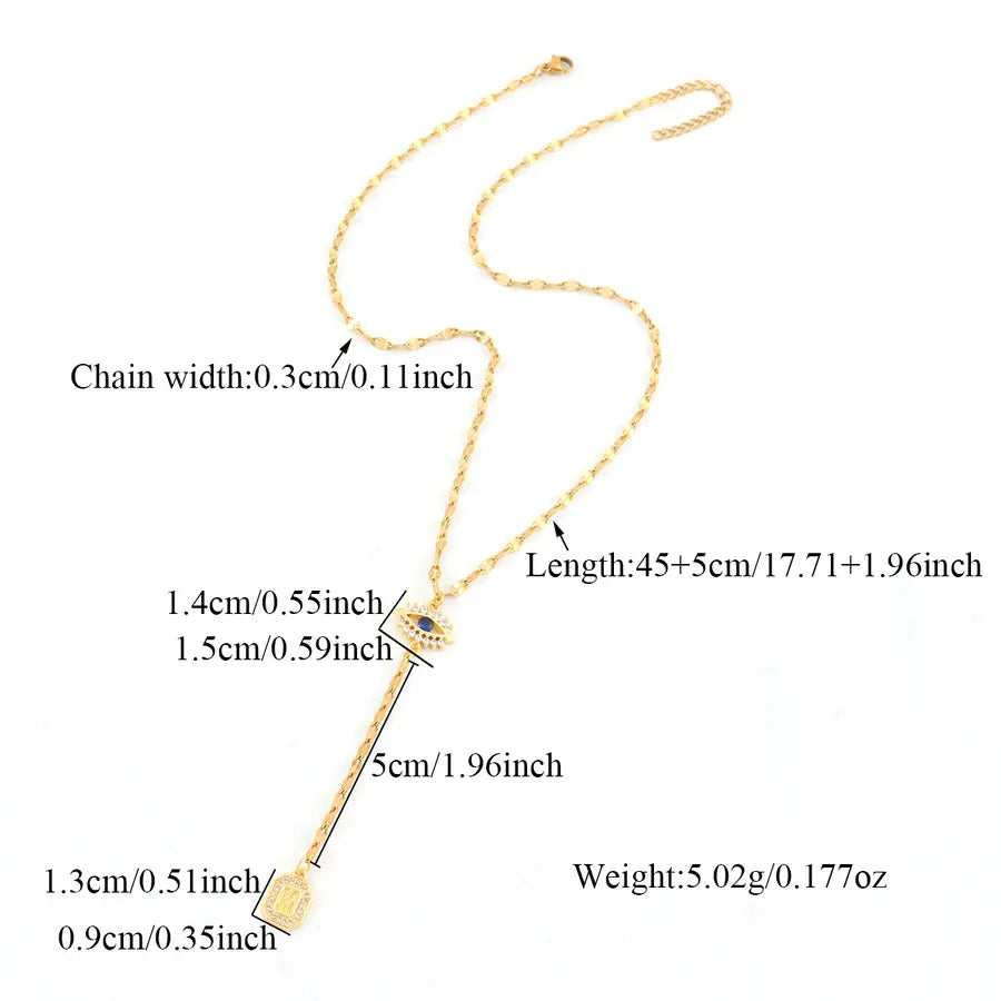 Gold Eye Pendant Necklace with Zircon Accents