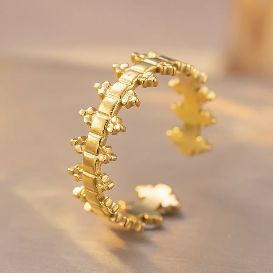 Heart-Shaped Titanium Steel Adjustable Ring K259 Gold Ring Adjustable