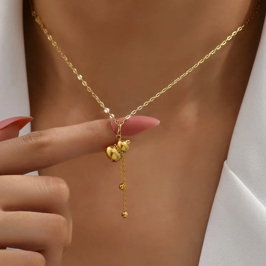 18K Gold Gourd Pendant Necklace – Stainless Steel