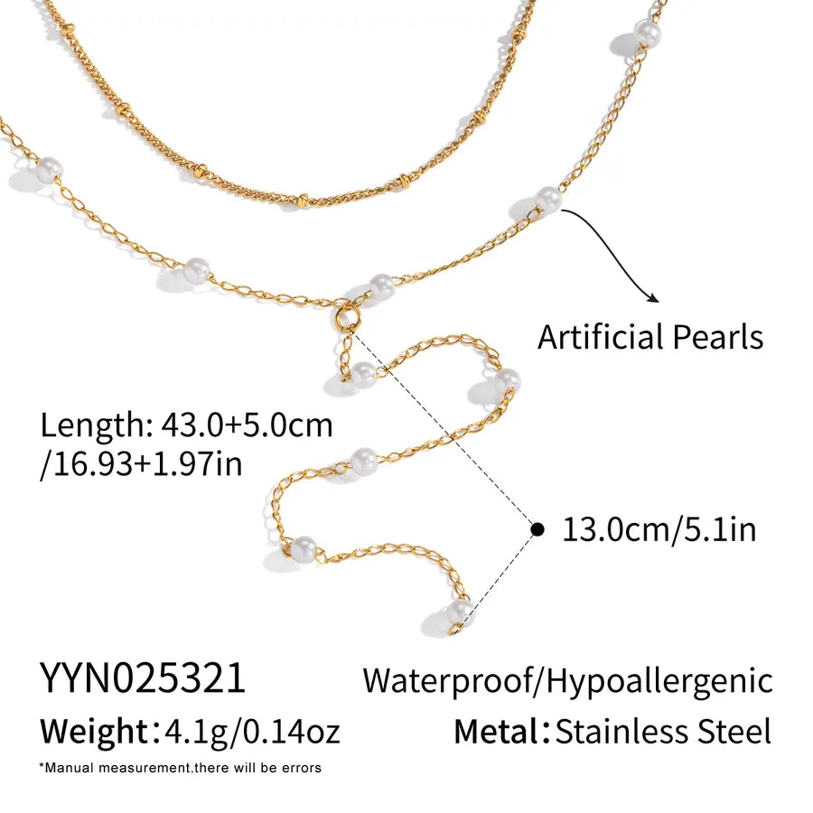 Double Layer Gold Y Necklace – Waterproof & Elegant
