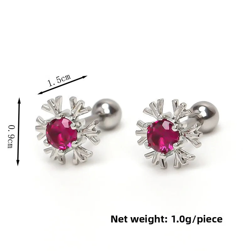 Sweet Pink Diamond Stainless Steel Stud Earrings