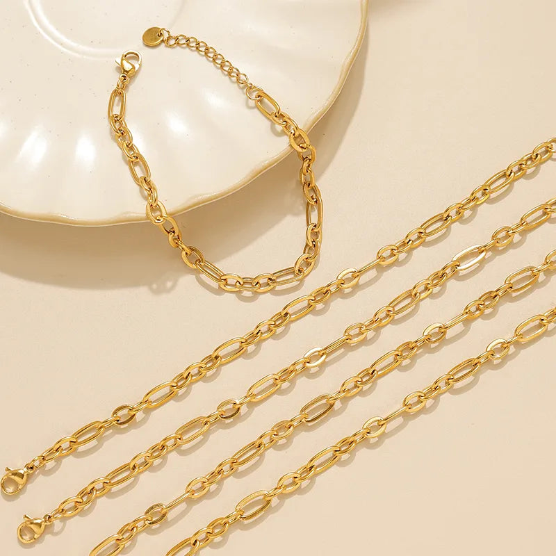 Gold Stainless Steel Geometric Chain Bracelet