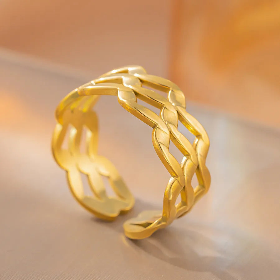Geometric Titanium Steel Open Ring K39 Gold Ring Adjustable
