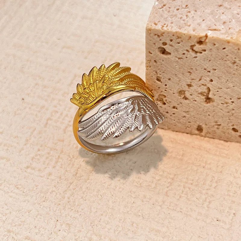 Gold & Silver Hollow Stainless Steel Ring