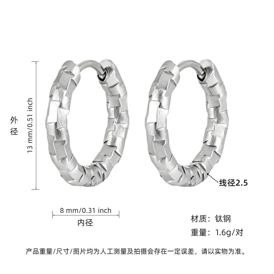 18K Gold Plated Titanium Steel Geometric Earrings Steel Color Inner Diameter 8mm Outer Diameter 13mm