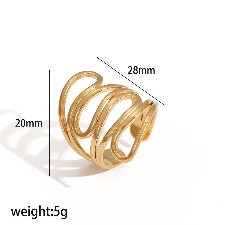 Geometric Titanium Steel Ring – Unisex Gold Plated TR4467-G