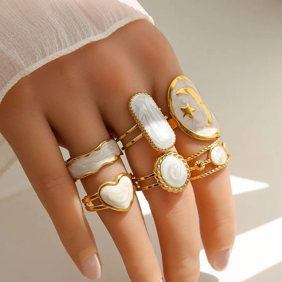 Unisex Gold-Plated Enamel Open Ring