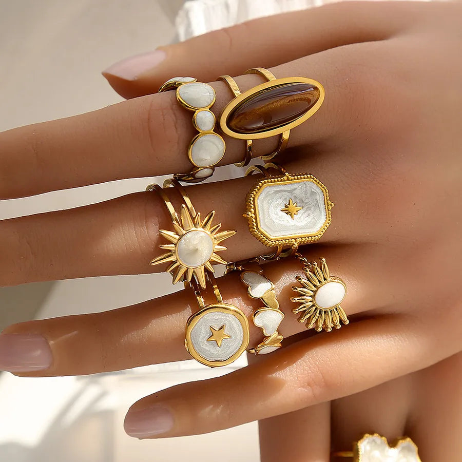 French Vintage Open Ring in Gold Stainless Steel