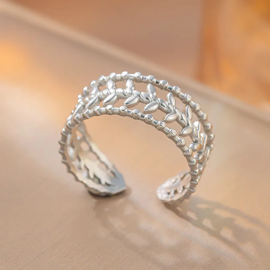 18K Gold Geometric Titanium Steel Open Ring K34 Steel Color Ring Adjustable