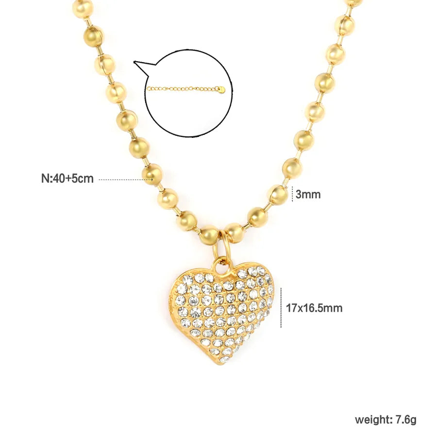 Gold Heart Pendant Necklace for Women NE2F480AG