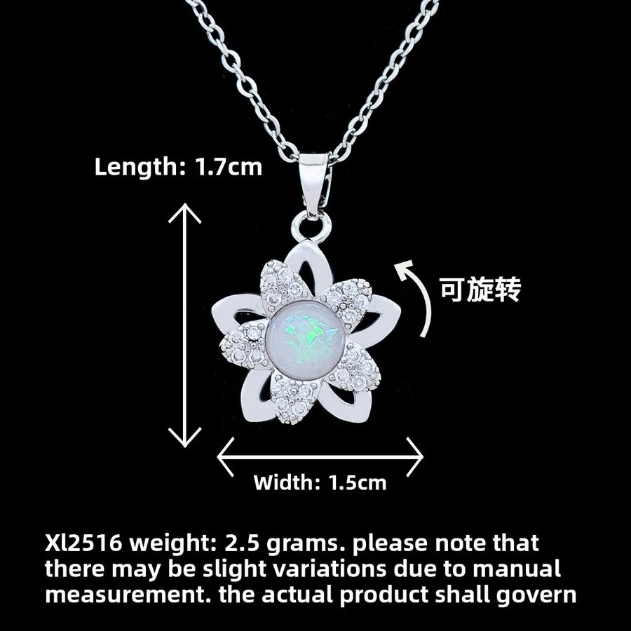 Butterfly & Whale Couple Pendant Necklace XL2516 Rotating Five-Petal Flower Necklace Silver
