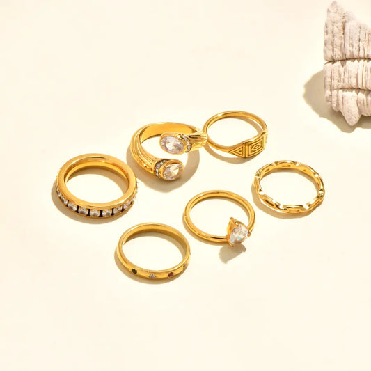 Gold Plated Rainbow Heart Zircon Ring