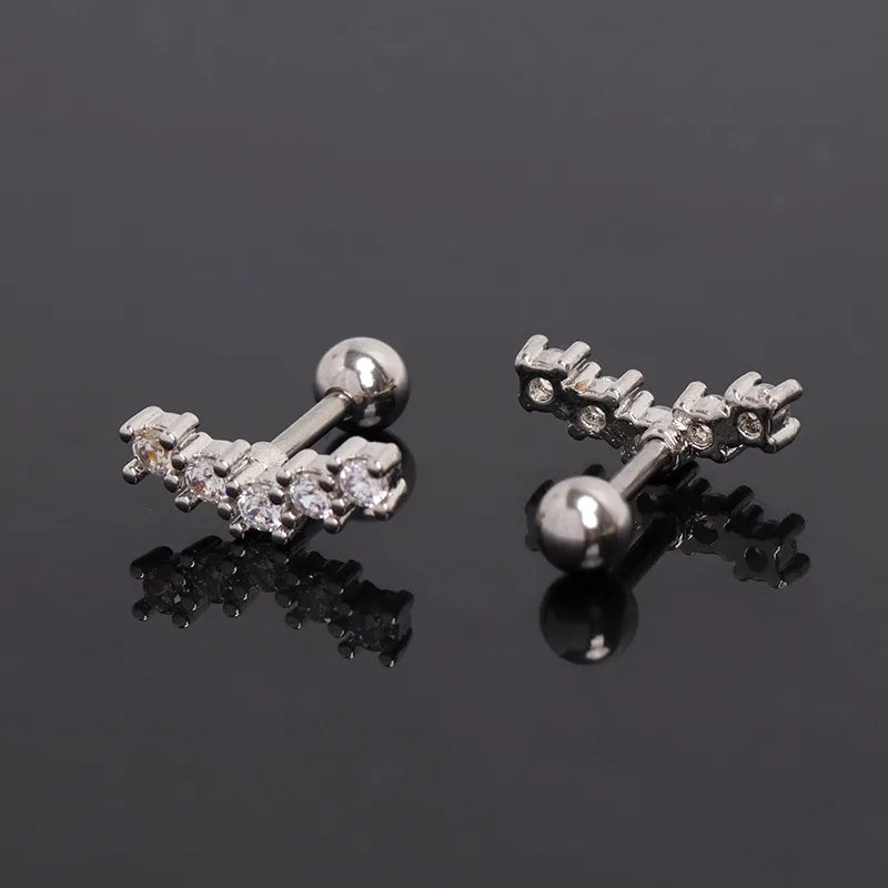 Minimalist Zircon Stainless Steel Ear Cuff Studs
