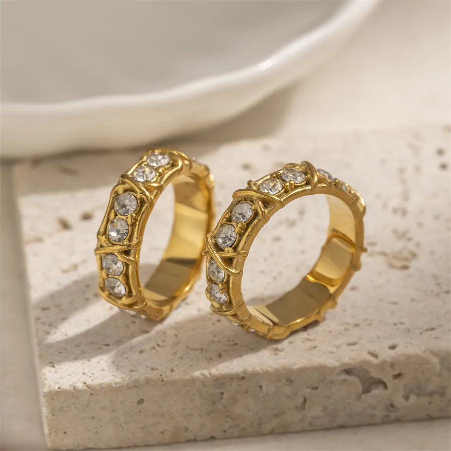 Gold Plated Stainless Steel Zircon Ring for Women
