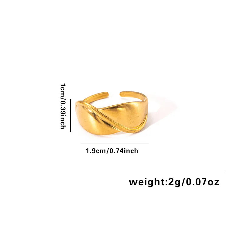 18K Gold Plated Titanium Steel Open Ring Adjustable Opening TYGR0164