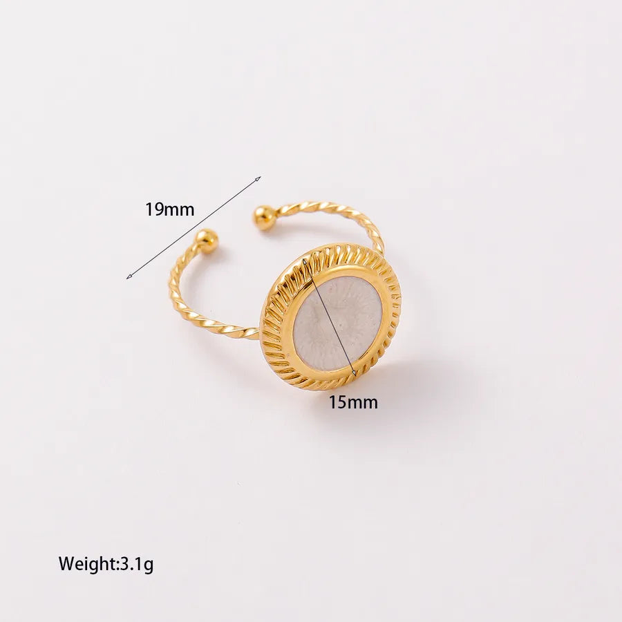 18K Gold Geometric Titanium Steel Ring YM100