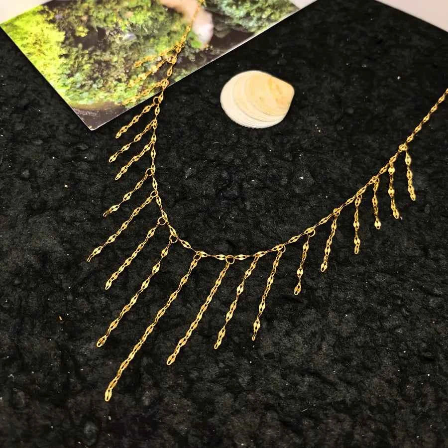 Golden Tassel Titanium Necklace