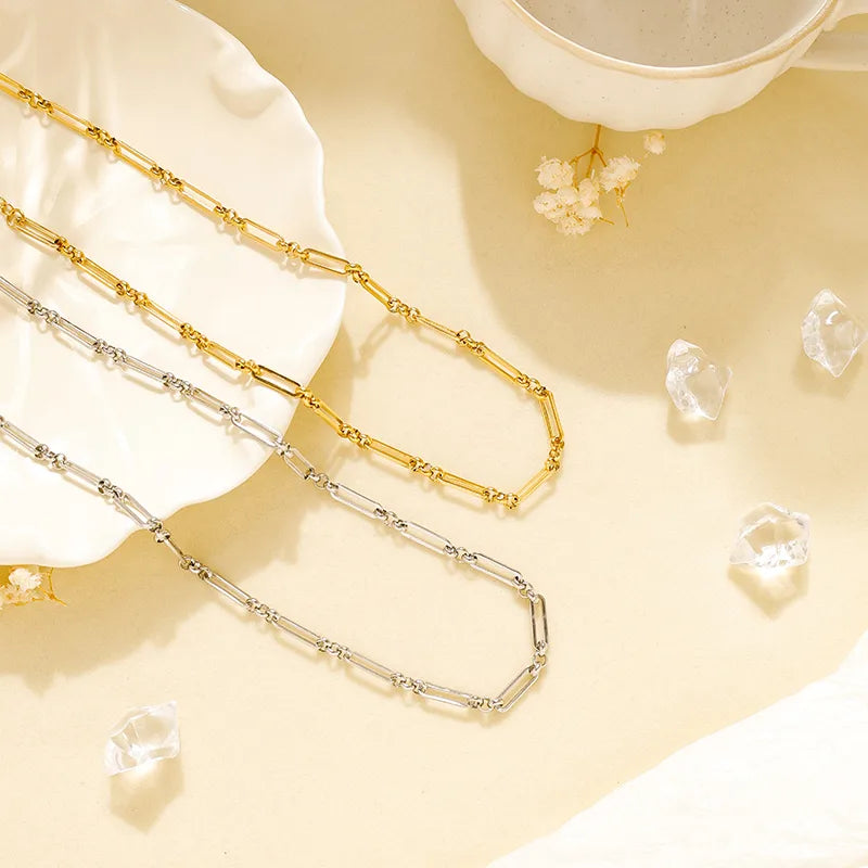 Unisex Gold & Steel Stainless Steel Chain Necklace