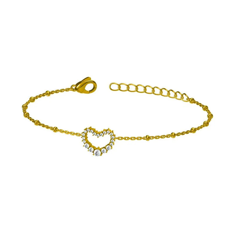 Heart-Shaped Titanium Steel Bracelet for Women Gold