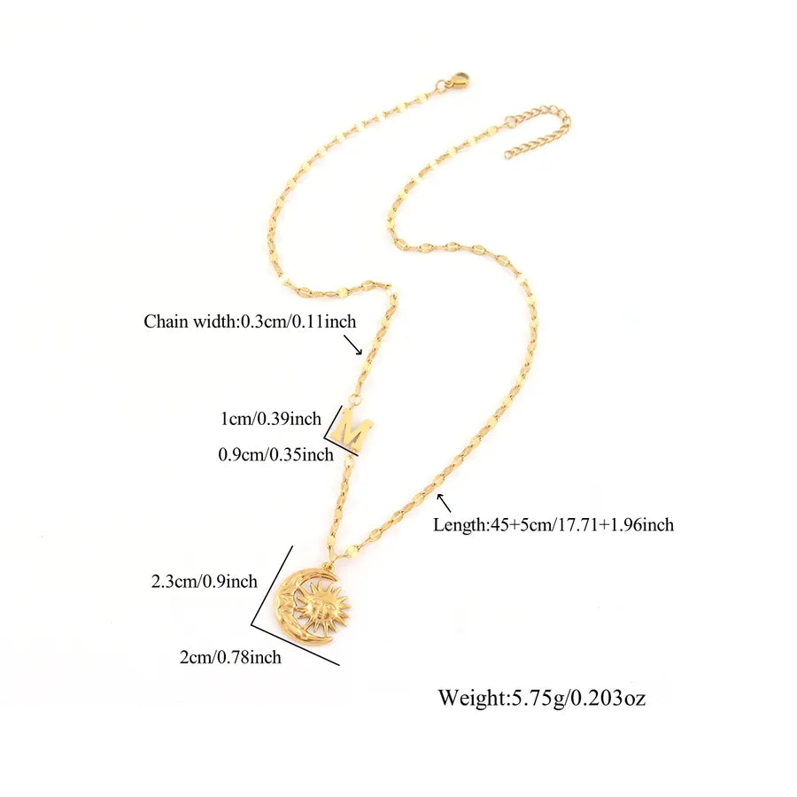 18K Gold Plated Sun & Moon Pendant Necklace