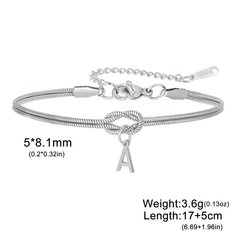 Double Layer Stainless Steel Letter Bracelet Letter a (steel Color)