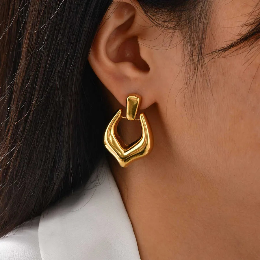 18K Gold Plated Geometric Stainless Steel Earrings