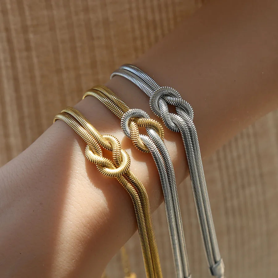 Unisex Gold Snake Chain Knot Bracelet