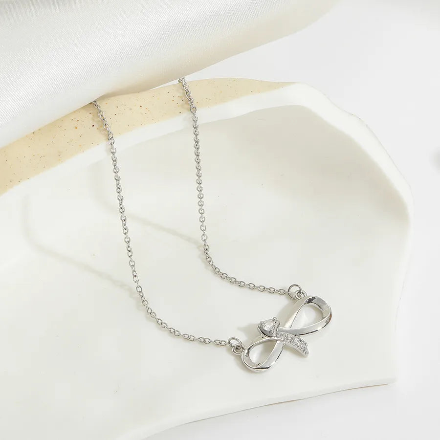 18K Gold Plated Zircon Bow Necklace