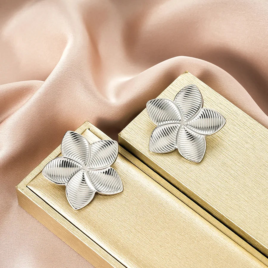 Irregular 18K Gold Plated Stainless Steel Earrings E1382-B (a Pair of Silver Ear Studs)