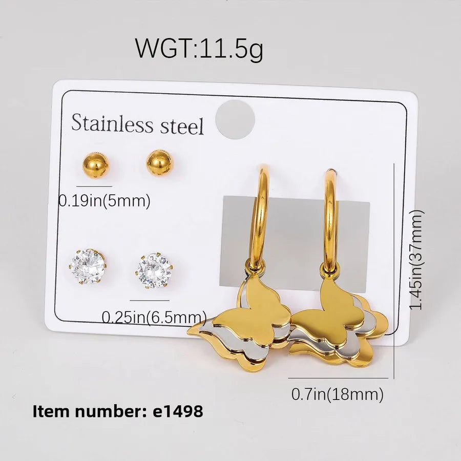 18K Gold Plated Star & Heart Drop Earrings E-1498