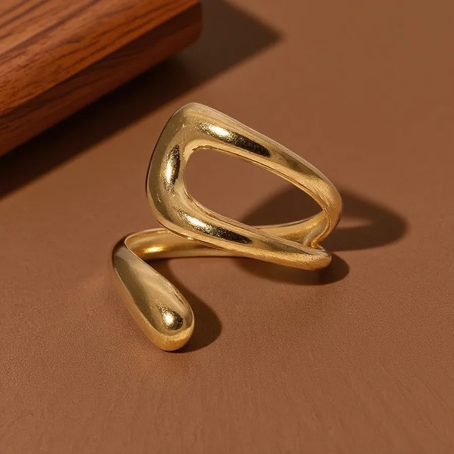 Geometric Heart Titanium Steel Ring Z050-Geometric Irregularity-Ring- Gold