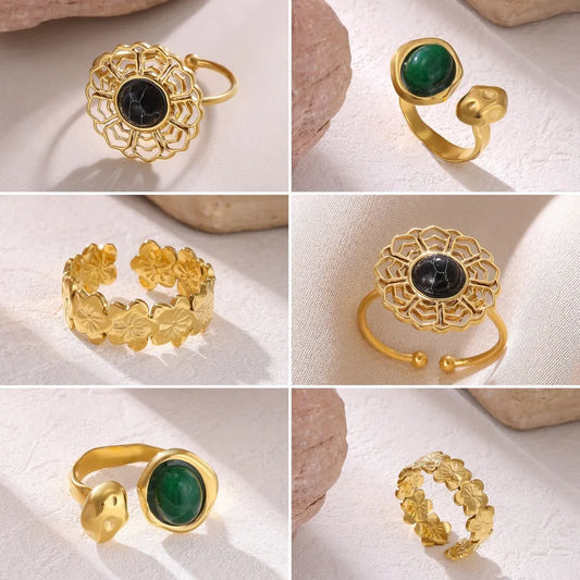 Geometric Gold Open Ring for Women
