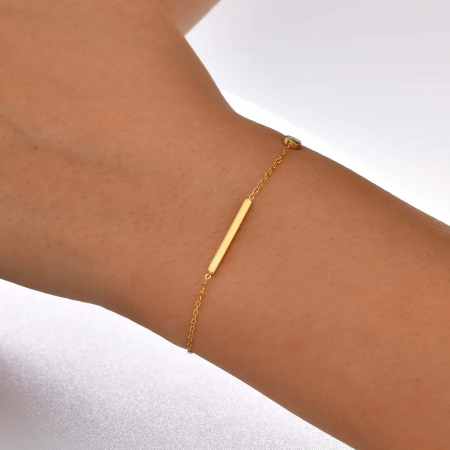 Gold Zircon Stainless Steel Bracelet for Women
