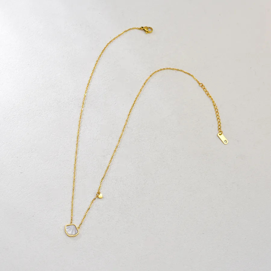 Gold Mother of Pearl Heart Pendant Necklace